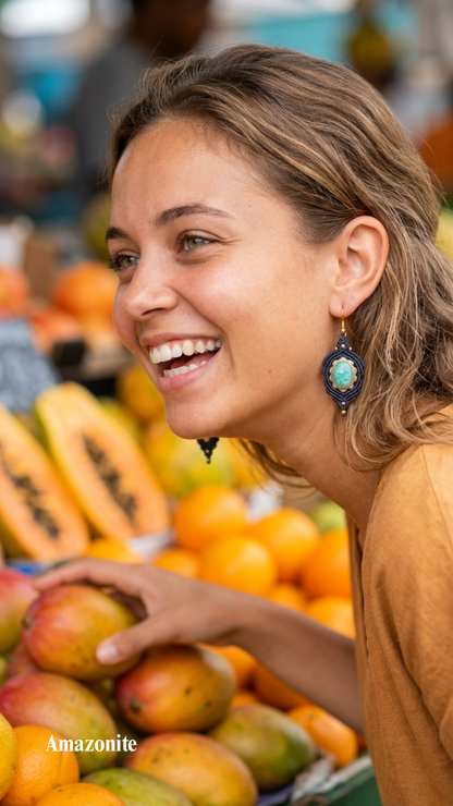 Les Espagnoles - Boucles d'oreilles artisanales - Pierres serties de laiton