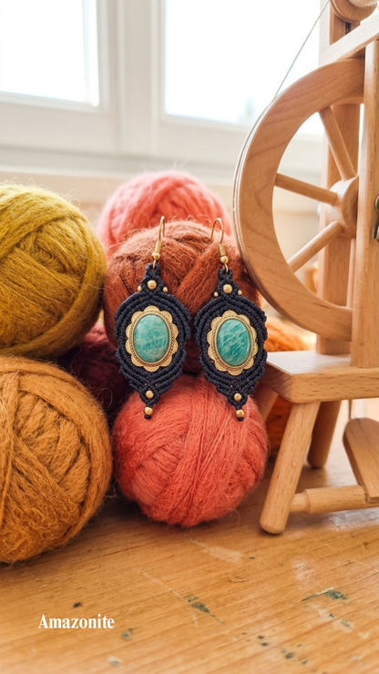 Les Espagnoles - Boucles d'oreilles artisanales - Pierres serties de laiton