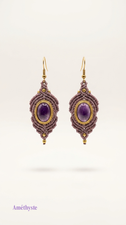 Les Espagnoles - Boucles d'oreilles artisanales - Pierres serties de laiton