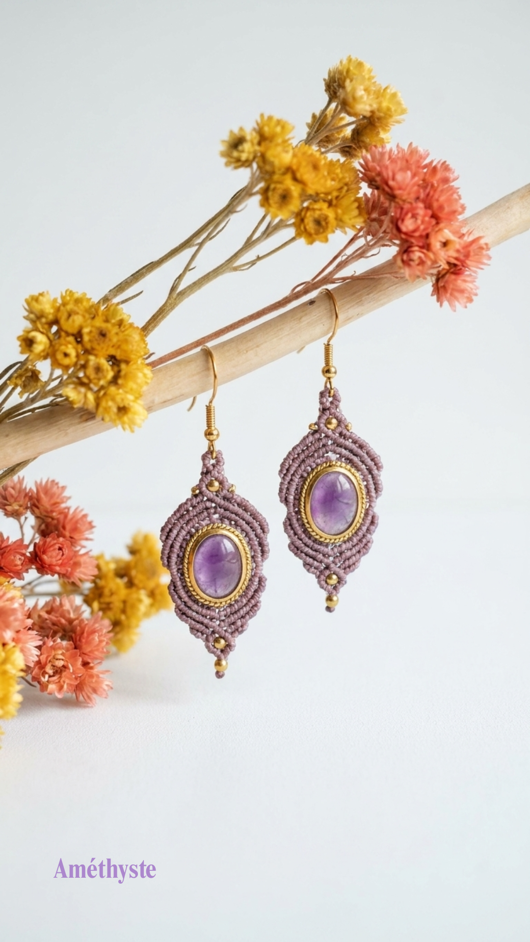 Les Espagnoles - Boucles d'oreilles artisanales - Pierres serties de laiton