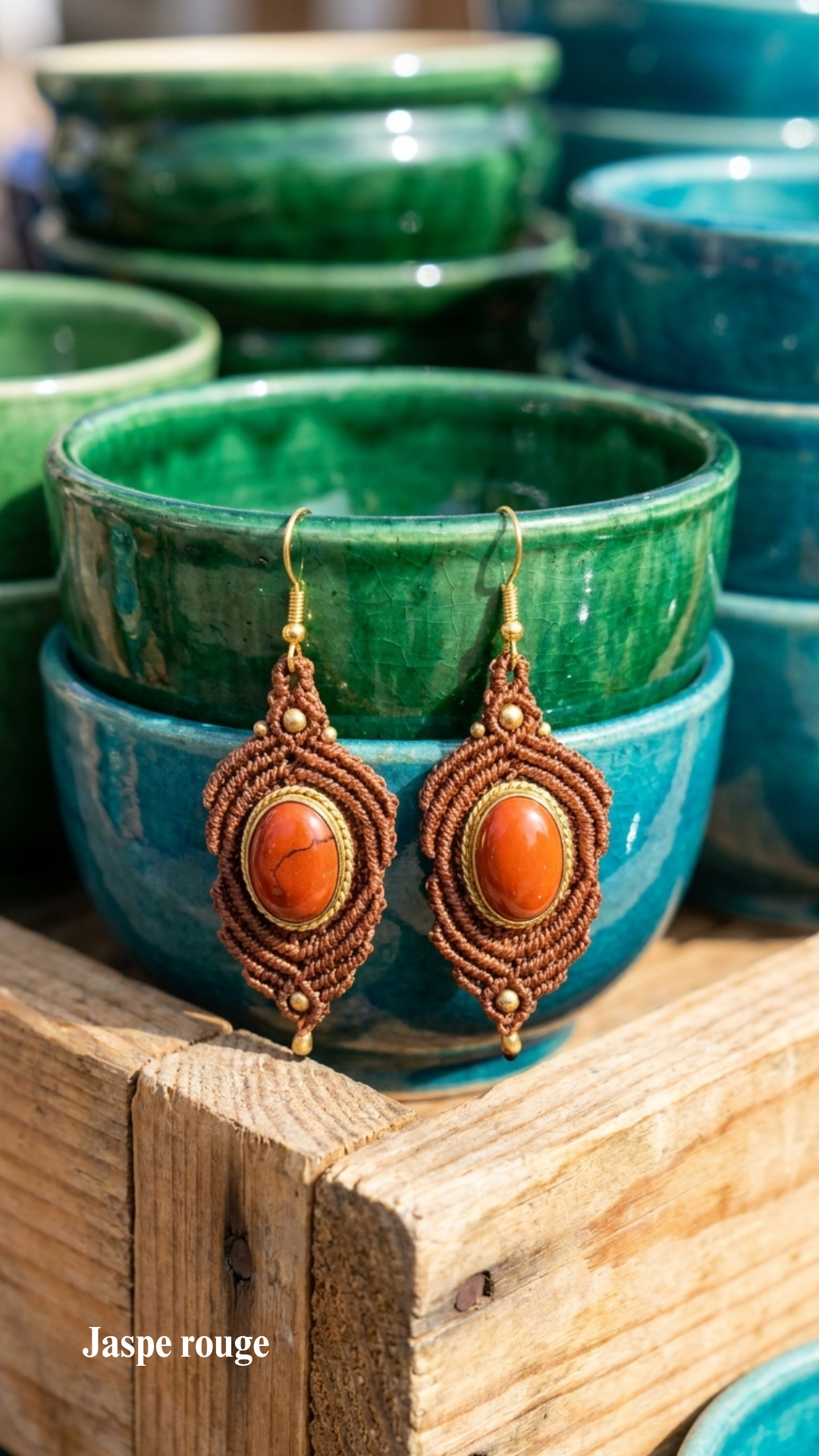 Les Espagnoles - Boucles d'oreilles artisanales - Pierres serties de laiton