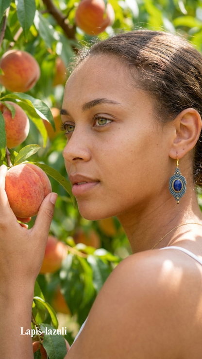 Les Espagnoles - Boucles d'oreilles artisanales - Pierres serties de laiton
