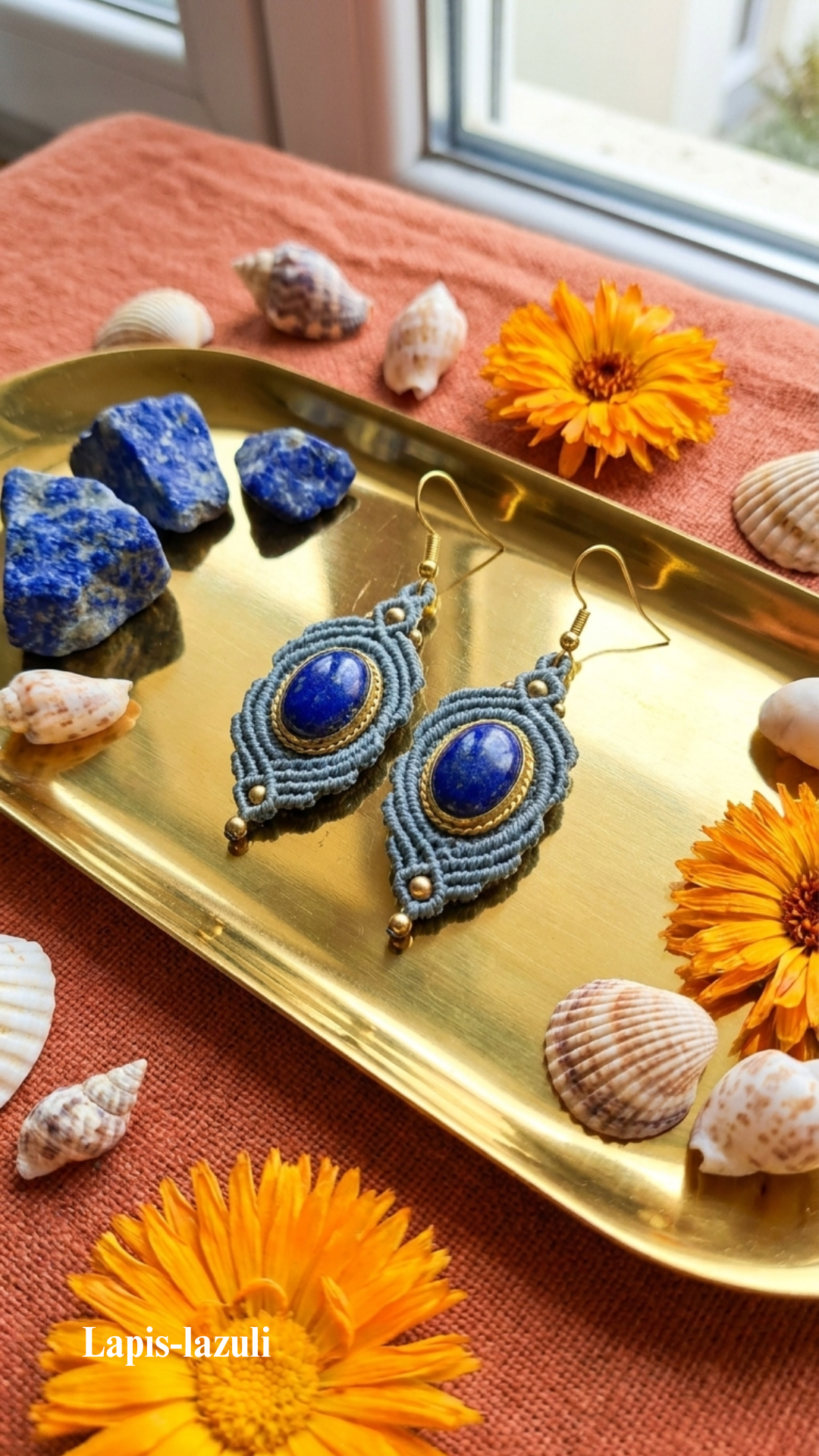 Les Espagnoles - Boucles d'oreilles artisanales - Pierres serties de laiton