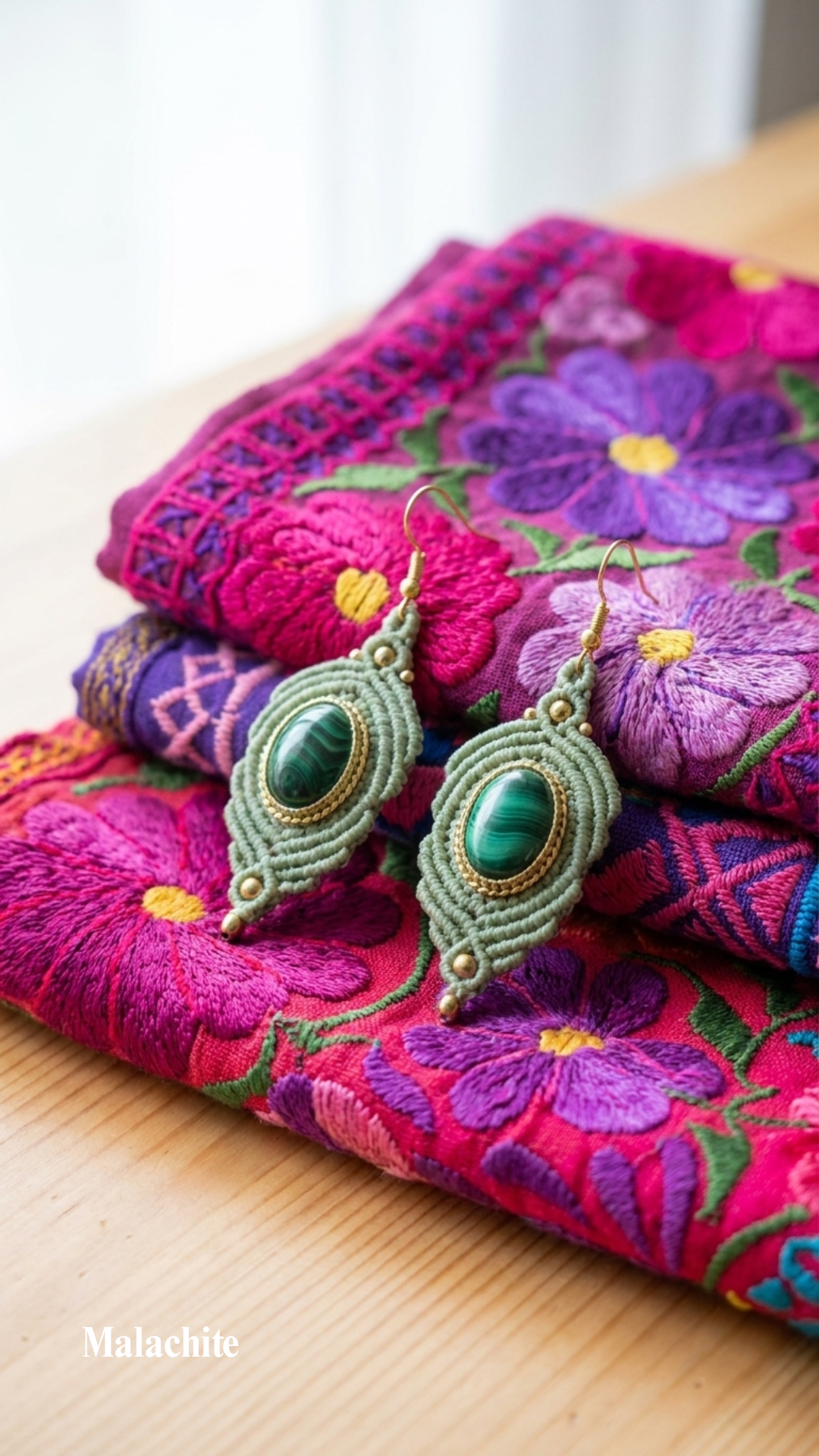 Les Espagnoles - Boucles d'oreilles artisanales - Pierres serties de laiton