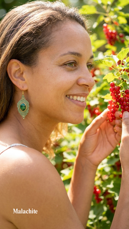 Les Espagnoles - Boucles d'oreilles artisanales - Pierres serties de laiton