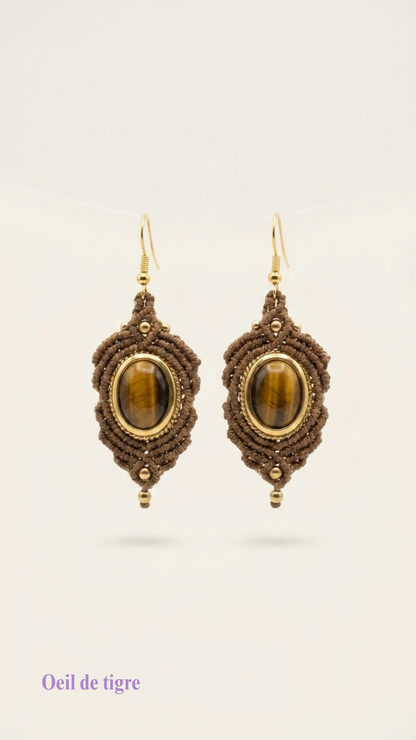 Les Espagnoles - Boucles d'oreilles artisanales - Pierres serties de laiton