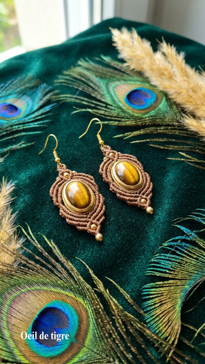 Les Espagnoles - Boucles d'oreilles artisanales - Pierres serties de laiton
