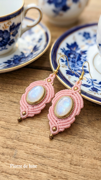 Les Espagnoles - Boucles d'oreilles artisanales - Pierres serties de laiton