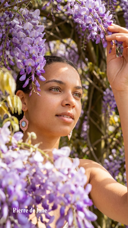 Les Espagnoles - Boucles d'oreilles artisanales - Pierres serties de laiton