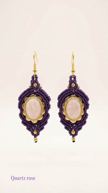 Les Espagnoles - Boucles d'oreilles artisanales - Pierres serties de laiton