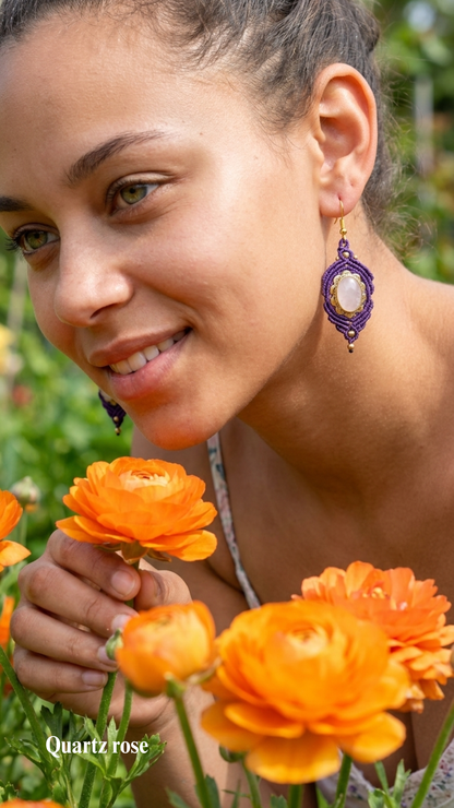 Les Espagnoles - Boucles d'oreilles artisanales - Pierres serties de laiton