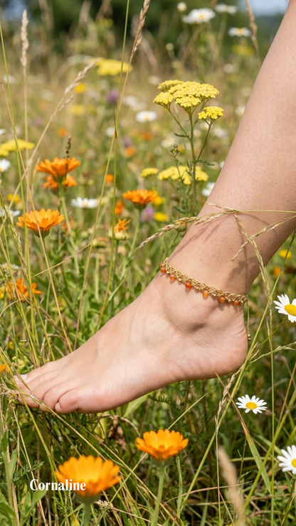 Le Frioul - Bracelet de cheville artisanal - Pierres de 4mm
