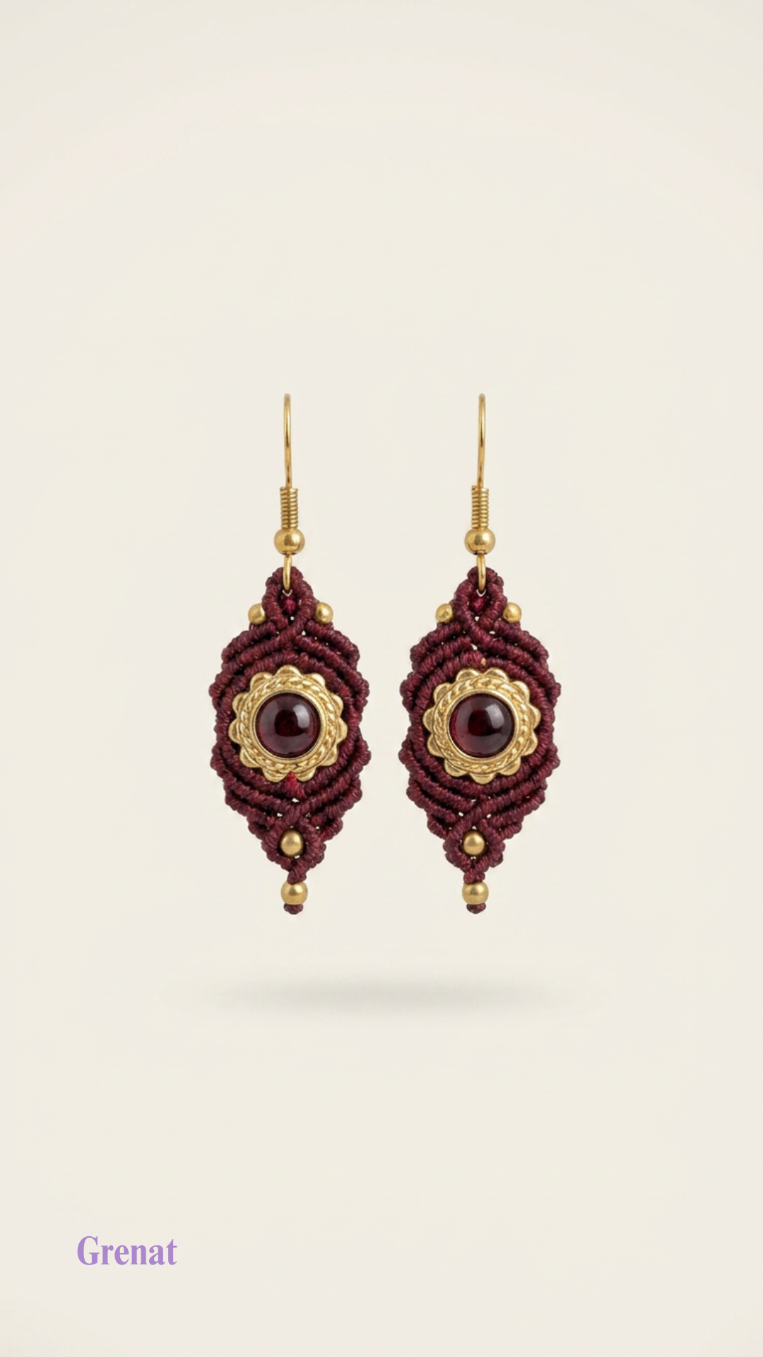 Les Iris - Boucles d'oreilles artisanales - Pierres serties de laiton
