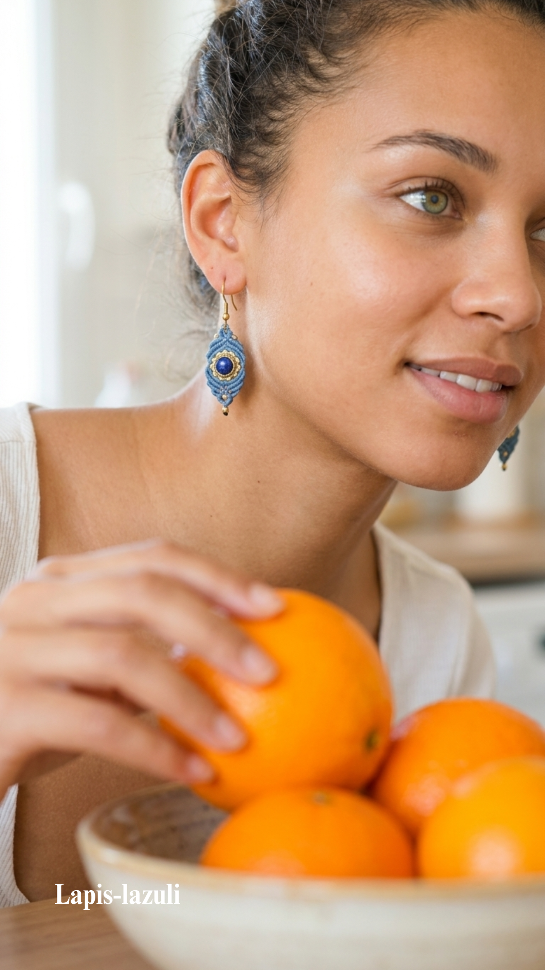 Les Iris - Boucles d'oreilles artisanales - Pierres serties de laiton