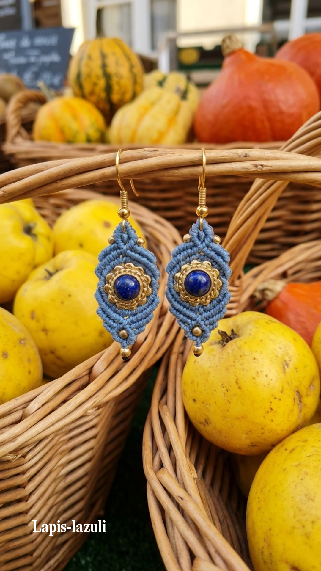 Les Iris - Boucles d'oreilles artisanales - Pierres serties de laiton