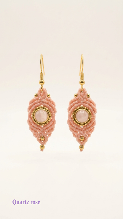 Les Iris - Boucles d'oreilles artisanales - Pierres serties de laiton