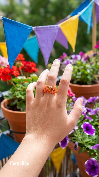 La Majest' - Bague artisanale - Pierre sertie de laiton
