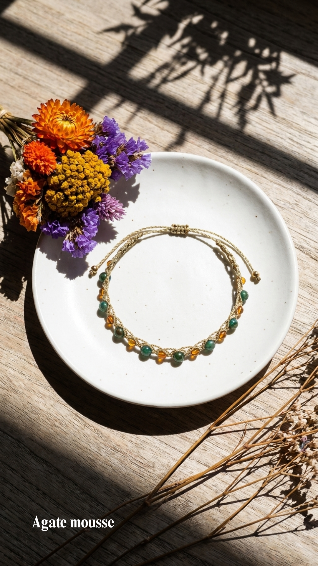 Le Malë - Bracelet de cheville artisanal - Pierres de 6mm