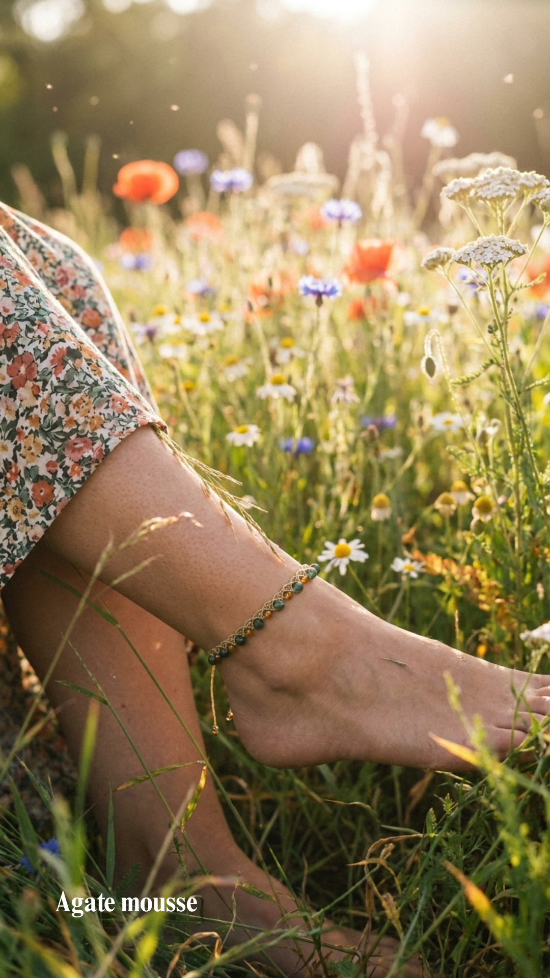 Le Malë - Bracelet de cheville artisanal - Pierres de 6mm